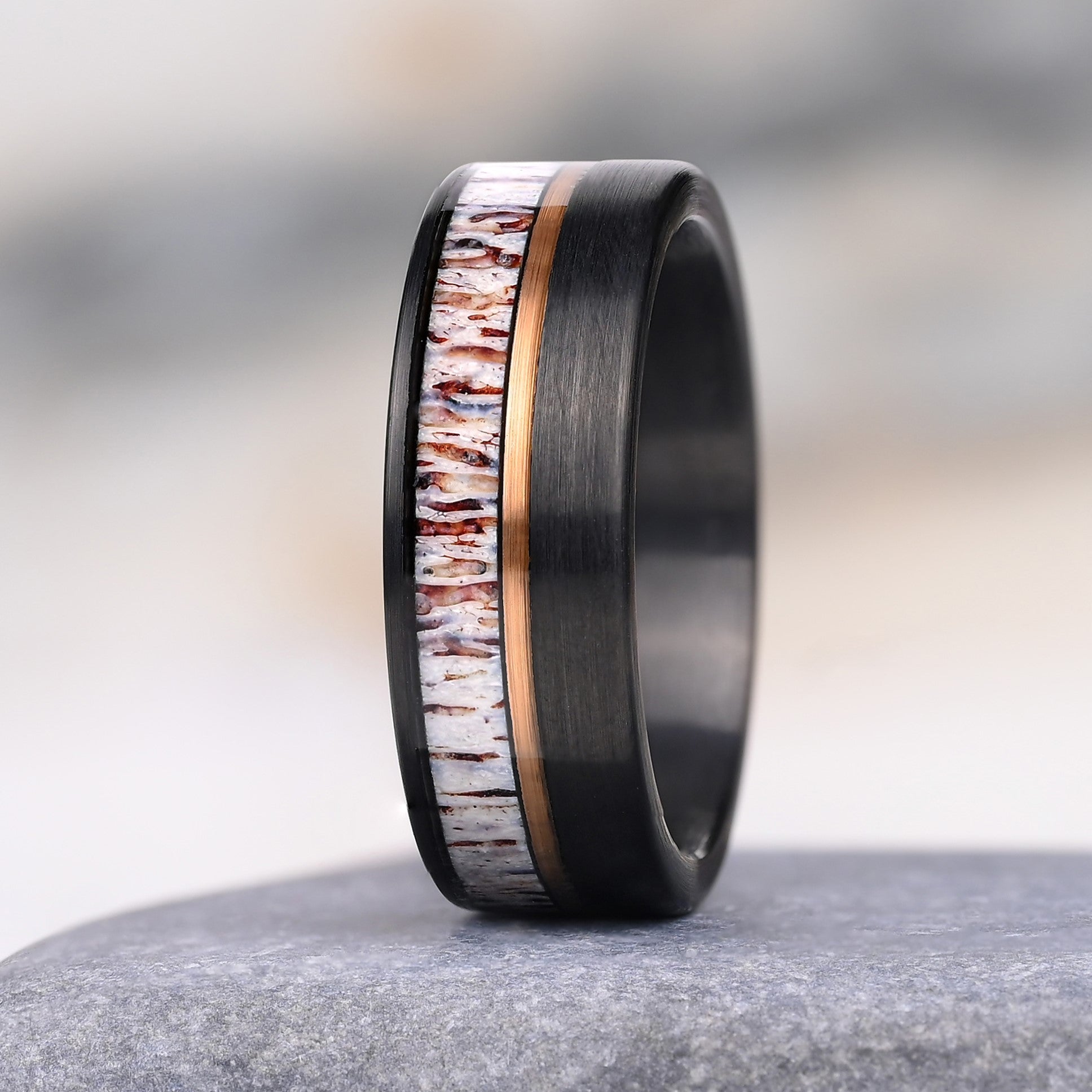 Einzigartiges Ringdesign für Männer - Wolfram und Geweih Ring für sie - Geschenk für ihr