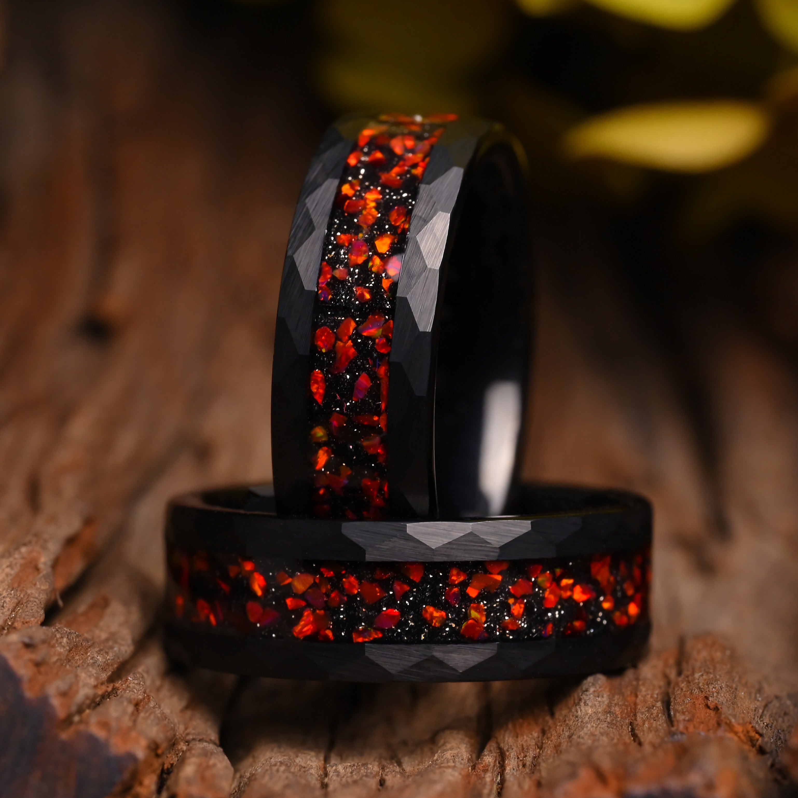 Garnet – Ring für Herren – Wolframringe – Ehering – Trauring – Roter Granat – Jubiläumsgeschenk – Monetto-Ringe