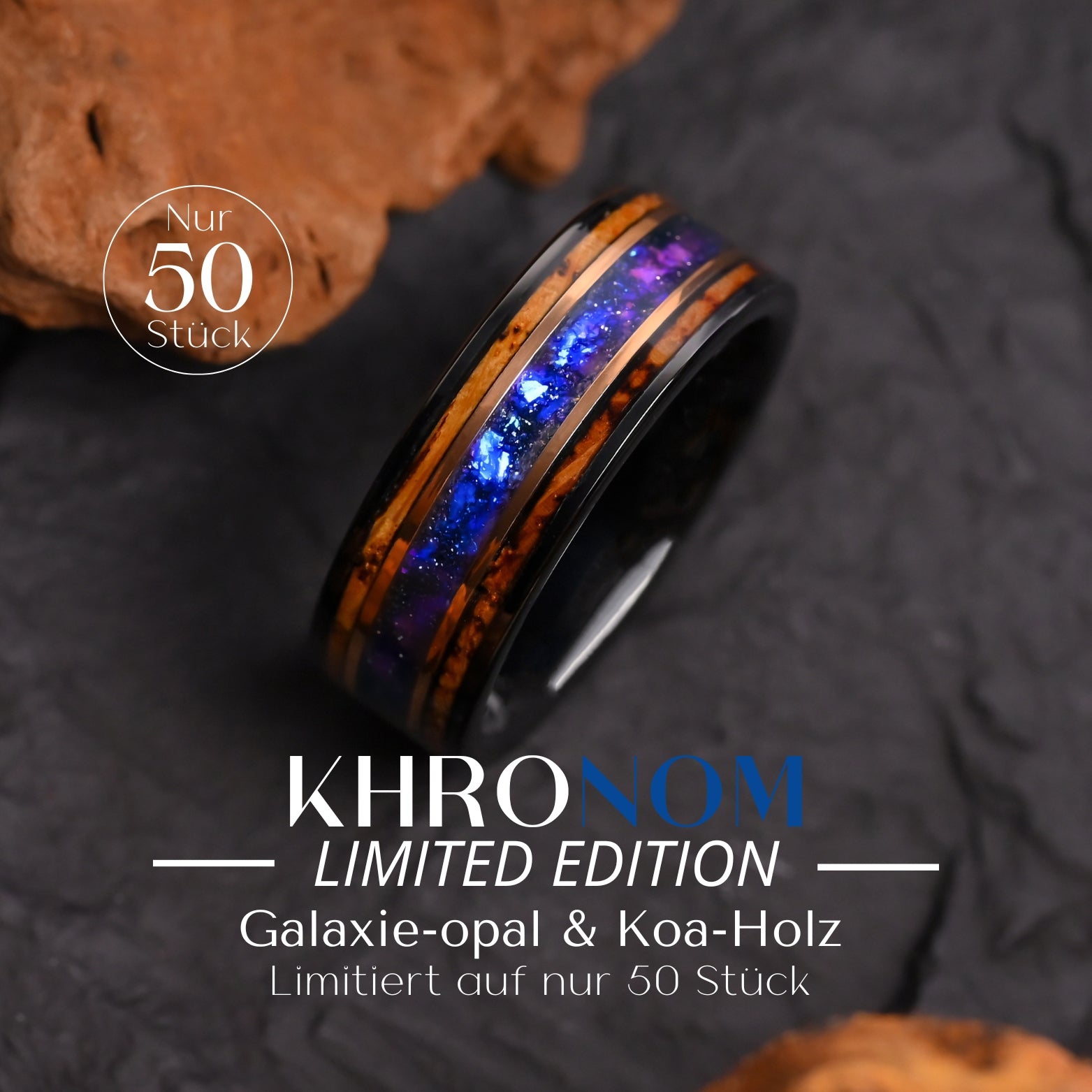 Khronom Ringe Fur Herren- Wolfram Ring- Wolfram 14kt-rosegold-vermeil-Nebel - Monetto Ringe