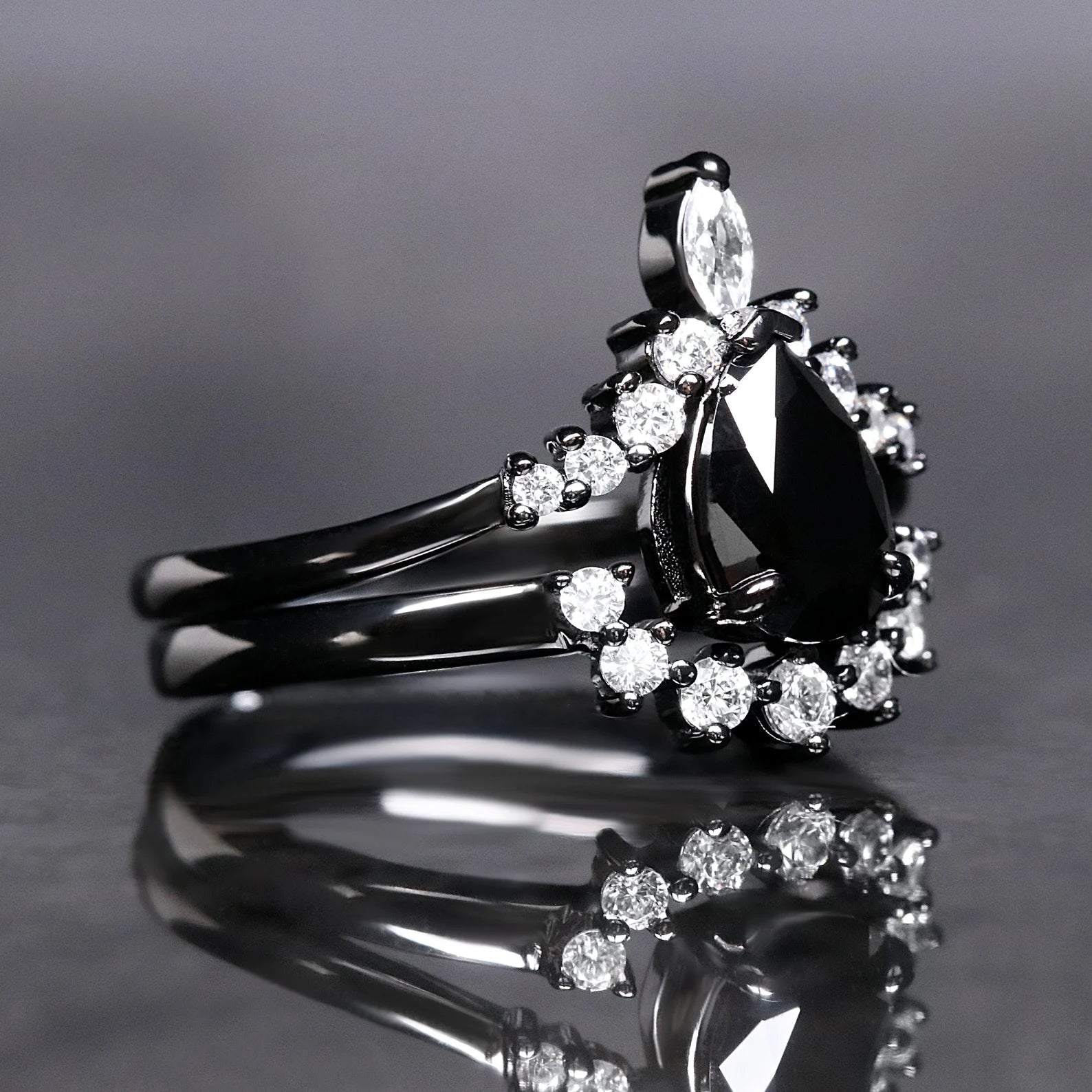 Ensemble de bagues en obsidienne