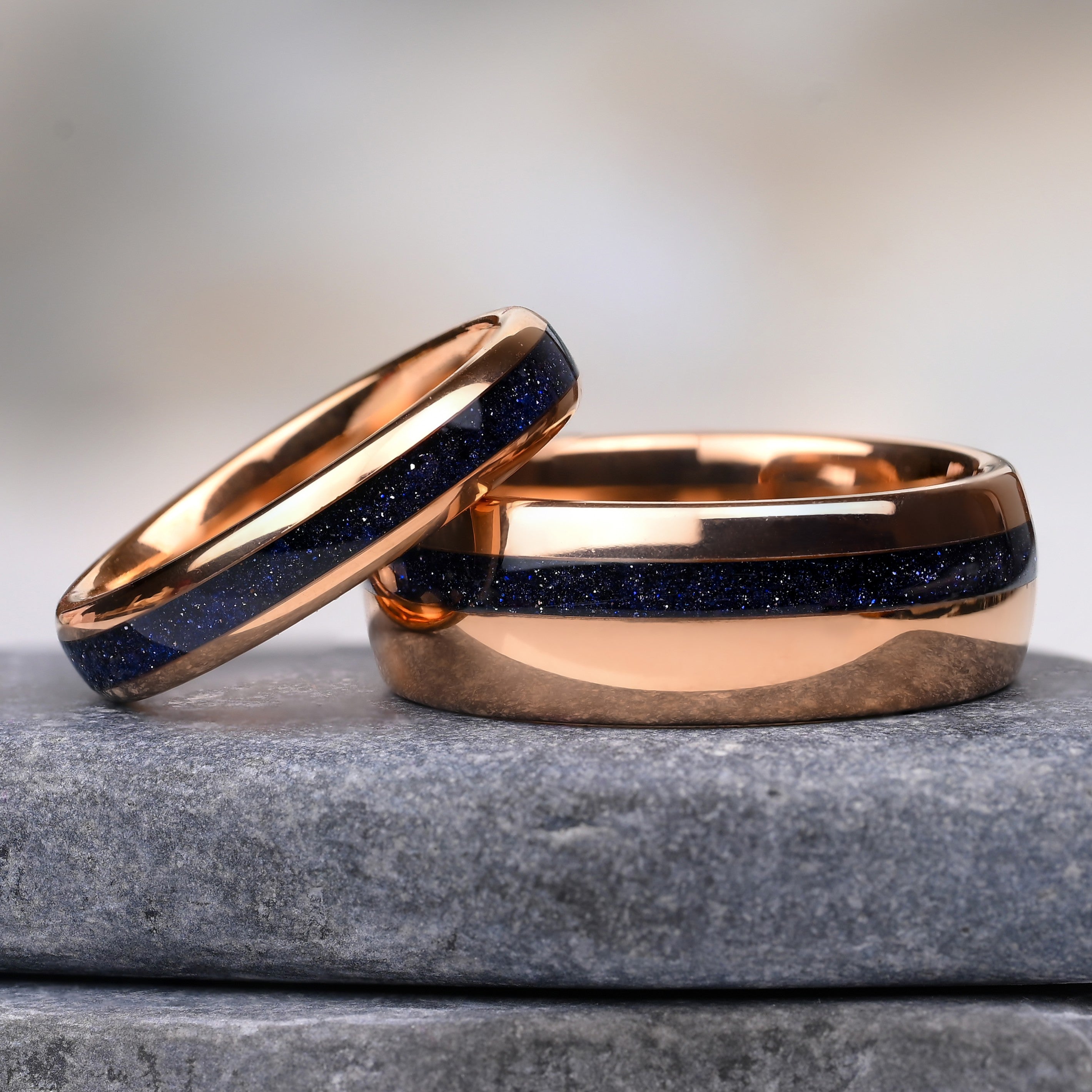Nova - Ringe Set Fur Paare, Roségold Wolfram Ring, Sandstein Opal, Monetto Ringe